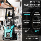 2025Upgraded Pressure Washer 4300PSI with 4 Quick Connect Nozzles, Inlet Hose & Filter& Foam Cannon for Cars/Fences/Driveways/Home Cleaning, Blue