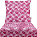 RSH DECOR Deep Seating Cushion with Pillow Back | 23.5” x 25” Seat | Water and Fade-Resistant Spun Fabric | Outdoor Chair Cushion Set for Patio Furniture | Midnight Melody Pink Geom