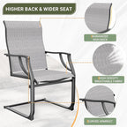 Amopatio Patio Chairs Set of 2, Outdoor Dining Chairs for All Weather, Breathable Garden Outdoor Furniture for Backyard Deck, Grey & White