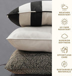 Honeycomb Outdoor Lumbar Pillow 2-Pack, 22 x 12, Stripe Pine Green Throw Pillows for Patio Furniture