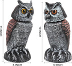 Hedoc 2 Pack Fake Owl Decoys to Scare Birds Away, Rotating Head Bird Deterrents, Nature Enemy Scarecrow Plastic Statues, Pest Repellent for Gardens and Patios