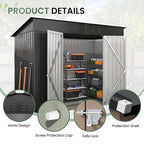 Amopatio 8x4 Storage Shed, Metal Sheds & Outdoor Storage for Bike, Garden Tools, with Lockable Door