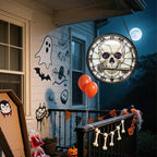 Stained Glass Window Hanging - Halloween Scary Skull Suncatcher for Doors Garden Home Spooky Purple Skeleton Key Sun Catchers Gothic Decor Horror Gifts for Women Men Friend Boy Girl 15 in