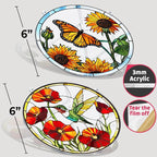 2 Hummingbird Butterfly Acrylic Suncatcher, Art Decor for Home, Suncatcher for Window Hanging Indoor, Garden, Housewarming, Gift for Mom, Grandma, Women, Friend, Bird Lover SCB-A6-B2