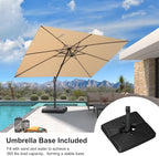 PURPLE LEAF 9' × 11.5' Patio Cantilever Umbrella with Base Outdoor Rectangle Adjustable Offset Umbrellas with 360-degree Rotation and 8 Heavy Duty Metal Ribs for Garden Deck Pool Beige