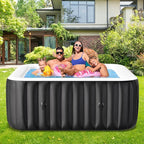 73"X73"X25" Hottub, 4-6 Person Inflatable Hot Tub, Portable Blow Up Hot Tub Square Portable Outdoor Spa with 130 Bubble Jets and Heater Pump, Filter