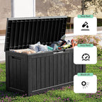 Vixzen 90 Gallon Resin Deck Box, Lockable Outdoor Storage Box for Patio Cushions Storage Furniture,Garden Tools, Pool Supplies, Weatherproof and UV Resistant,Black