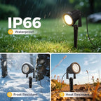 L LOHAS LED 12W Dusk to Dawn Outdoor Lighting, Auto On/Off 3000K Landscape Outdoor Spotlight, IP66 Waterproof Plug in Spot Lights for Yard, Garden, House, Pathway, Plant(4 Pack)