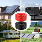 8 AWG Solar Cable 50FT Red + 50FT Black Tinned Copper Wire, 8 Gauge Solar Panel Wire for RV, Automotive, Trailer, Marine, Outdoors