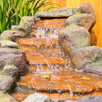 42.1" L Garden Water Fountain Outdoor, Floor Standing Mutiply Tiered Rock Outdoor Fountains with LED Lights and Pumps for Garden, Backyard, Porch, Patio and Home Art Decor