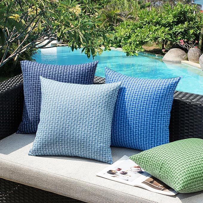 Kevin Textile Outdoor Waterproof Throw Pillow Covers Pack of 2 Farmhouse Decorative Cushion Covers for Garden Patio Tent Balcony Bench Couch Sofa 24x24 Inch, Sage Green
