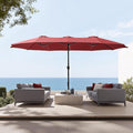 Sophia & William 15 ft Extra Large Patio Umbrella with Base Included, Rectangular Outdoor Umbrella Heavy Duty, Market Umbrella Double-sided Fade Resistant for Pool Garden Backyard, Burgundy