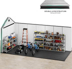 YITAHOME 8x16 FT Outdoor Storage Shed with Floor, Waterproof Plastic Garden Shed with Lockable Doors, 2 Vents & 3 Windows, 875 cu. ft. Resin Shed for Tools, Bikes, Patio or Backyard, Gray