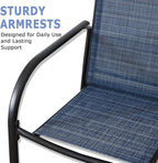 Patio Chairs Set of 4, Outdoor Dining Chairs with Breathable Textilene Fabric, Stackable Patio Chairs for Lawn, Garden, Backyard, Poolside, Dark Blue