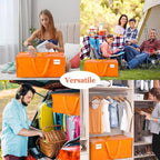 4 Pcs 24 Gallon Large Moving Bags with Zipper and Handles Foldable Storage Duffle Bags Heavy Duty Extra Large Totes for College Dorm Travel Clothes Blankets Bedding Moving (Jelly Orange)