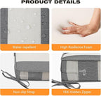 Square Corner Seat Cushions, 19" x 19" x 3", Set of 4, Indoor Outdoor Water Repellent Universal Chair Pads with Ties for Patio Furniture, Garden Deck Dining Chairs, Gray Stripe