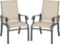 NUU GARDEN Patio Dining Chairs Set of 2, Outdoor Dining Chair with Powder-Coated Frame, All Weather Metal Dining Chairs with Textilene High Back and Wider Seat for Backyard, Deck, Balcony, Beige