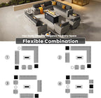 ovios 16 Pieces Patio Furniture Set, Outdoor Wicker Sectional Sofa with 54" Fire Pit Table Swivel Chairs, Modern Modular Deep Seat Rattan Couch Conversation Sets, Black