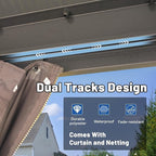 Outdoor Hardtop Gazebo for Patio 12x12FT with Resin-Galvanized Steel Roof, Metal Hard Top Gazebo with Gutters, Heavy Duty Gazebos All Season with Curtains & Netting, for Deck, Backyard, Hot Tub