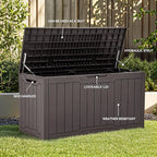 YITAHOME 80 Gallon Outdoor Storage Box, Large Water Resistant Resin Deck Box, Indoor Outdoor Lockable Storage Container for Patio, Garden, Cushions, Tools, Equipment (Dark Brown)