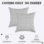 Kevin Textile Pack of 2 Decorative Outdoor Waterproof Pillow Covers Garden Checkered Cushion Sham Throw Pillowcase Shell for Patio Tent Couch 20x20 Inch Grey