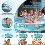 Foldable Swimming Pool for Kids 79"x18" Hard Plastic Portable Dog Pool Anti-Slip Collapsible Pets Bathtub Kiddie Pool Indoor Outdoor Backyard (Beach Party 79'')