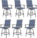Sophia & William Patio Swivel Bar Stools Set of 6, Bar Height Patio Chairs, High Top Patio Chairs, Supports 300 lbs (Blue Fabric)