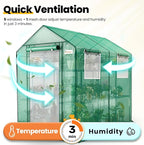 KING BIRD Premium Greenhouse for Outdoors, 84 x 56 x 77 Upgraded PE Cover & Steel Frame Walk in Hot House, w/ Zippered Screen Windows Mesh Door, 3 Tiers 20 Shelves for Outside Garden, Green