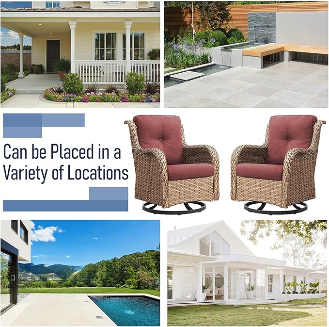 Swivel Rocker Patio Chairs：Patio Swivel Rocker Chairs Set of 2, Outdoor Swivel Rocker Patio Chairs