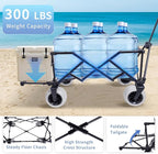 51" L Beach Wagon with 9" Sand Wheels,260L Collapsible Beach Cart with Rear Tailgate,Heavy Duty Wagon for Sand, Camping, Fishing and Sport,Blue