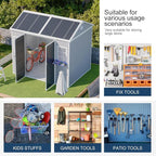 8x6 FT Resin Storage Sheds with Floor and Adjustable Openable Windows, Large Waterproof Garden Sheds with Base, Outside Plastic Sheds with 2 Windows for Backyard Garden Patio Lawn Tools Storage, Gray