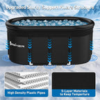 Yesker 110 Gal Oval Ice Bath Tub with Air Ring, Portable Multi-Layered Cold Plunge Tub with Lid for Athletes, Foldable and Inflatable, One Person Hot Bathtub at Gym, Yard, Home, Outdoors Use