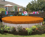ECOOPTS 11 ft Round Pool Cover for Above Ground Pools, Swimming Pool Cover Protector Winter Safety Cover (Orange)