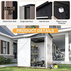 Aoxun 7x5 FT Lean to Shed Garden Metal Storage Shed with Lockable Doors Outdoor Bike Shed for Backyard, Patio, Poolside (Brown)