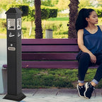 120cm Standing Waste Containers Trash Cans, Rubbish Bin Indoor Outdoor Stainless Steel Vertical Freestand Trash Bin with Key,Pub Hotel Restaurant Garden Standing Bin (B)