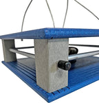 DutchCrafters Poly Gilbertson Large Covered Blue Bird Feeders for Outdoors Hanging, Bluebird Feeder for Mealworms - Amish USA Made (Bright Blue & Light Gray)