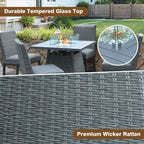 36 Inch Outdoor Propane Fire Pit Table 50,000 BTU – High Top Square Gas Fire Pit with Glass Wind Guard, Wicker Rattan Base for Patio & Backyard, Includes Rain Cover & Glass Beads