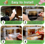 Window Bird Feeder for Outdoors with Strong Suction Cups, Acrylic Clear Window Bird Feeders for Viewing with Large Capacity Detachable Seed & Water Tray