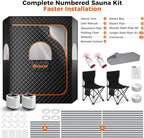 2 Person Sauna, Upgraded Large Sauna Box, Portable Steam Sauna for Home with 2 Steamer, 2 Folding Chair, Black