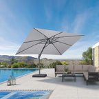 PURPLE LEAF 9' X 12' Left-right Tilting Outdoor Patio Umbrella Swivel Offset Cantilever Heavy Duty Rectangle Aluminum Umbrella with UV Resistant for Deck Pool Patio Backyard, Pebble Grey