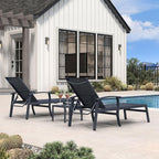 PURPLE LEAF Chaise Lounge Chair Outdoor 2 Pieces Pool Lounge Chairs 5 Adjustable Position with Armrests and Side Table Aluminum Patio Lounge Chair for Outside Backyard Beach Pool, Grey