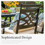 Sophia & William Patio Dining Set for 6 | 13ft Patio Umbrella NavyBlue | 4 Fixed Chairs | 2 Swivel Patio Dining Chairs | Removable Seat Cushions | Black 59" Patio Dining Table