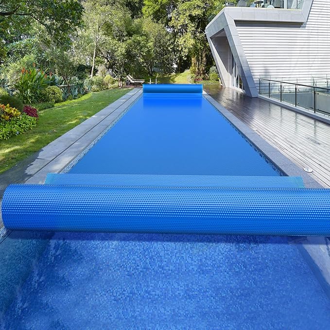 BigXwell Solar Pool Cover, Blue 16-mil 20x40 Foot Rectangle for In-Ground Pools, Heavy-Duty Insulating Cover, Heat Retaining Solar Blanket Cover.