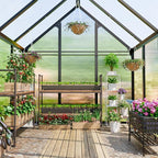 Polycarbonate Greenhouse Kit,8x6x6 FT Outsides Heavy Duty Green House with Transparent Panels Windows Door for Backyard Garden, Outside Walk in Plant Greenhouses,Black Thick Frame