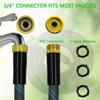 Garden Hose 50FT, NON-EXPANDABLE Heavy-Duty Flexible & Lightweight Water Hose with 10-Function Nozzle, No-Kink, Leak-Proof, Solid Fittings for Car, RV Marine Camper, Outdoor, Yard, Lawn