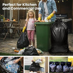 150 Count 55-60 Gallon Trash Bags, Large Garbage Bags Sturdy & Tear-Resistant Commercial Can Liners 55 Gallon, Large Black Trash Bags for Commercial, Lawn and Leaf Bags (150 Count)