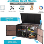 HAPPYGRILL Deck Box Outdoor Wicker Storage Box Cabinet 88 Gallon Storage Container Bin Box for Furniture Tools in Garden Balcony Porch Yard