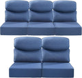 Luxury 24x24x6 Inch Smile Outdoor Cushions for Patio 5 Piece Set - Set of 5 Zippered Outside Pillows for Wicker Dining Rocking Swivel Chairs Loveseat Couch Sectional Sofa - Navy Blue