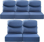 Luxury 24x24x6 Inch Smile Outdoor Cushions for Patio 5 Piece Set - Set of 5 Zippered Outside Pillows for Wicker Dining Rocking Swivel Chairs Loveseat Couch Sectional Sofa - Navy Blue