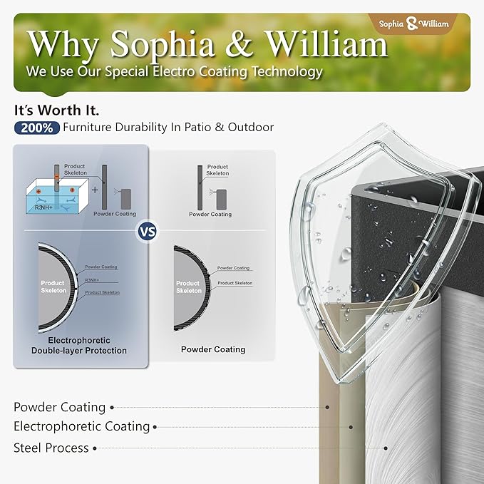 Sophia and William Outdoor Patio Dining Set for 8, Outdoor Table and Chairs, Removable Seat Cushions, 60" Square Black Patio Dining Table